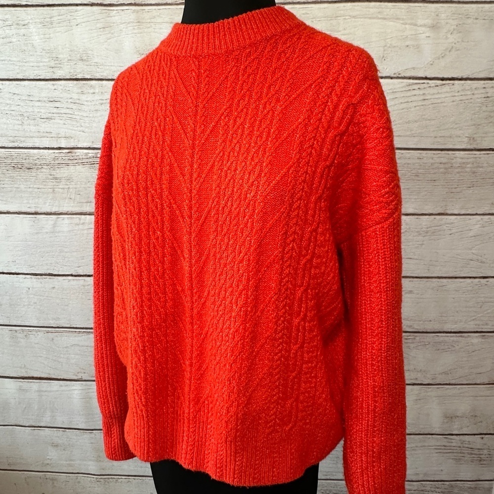 Amazon Essentials Red Cable Knit Cardigan Sweater Office Wear Church Business